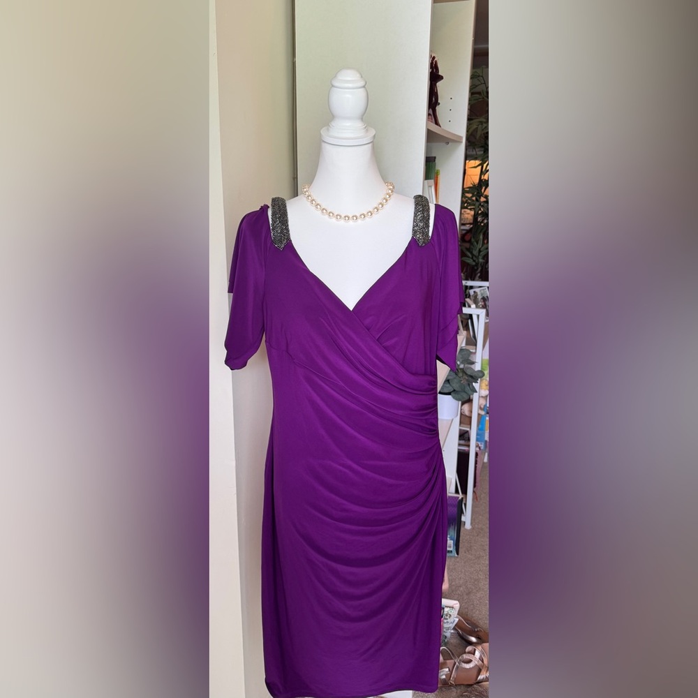 Elegant Purple Draped Dress